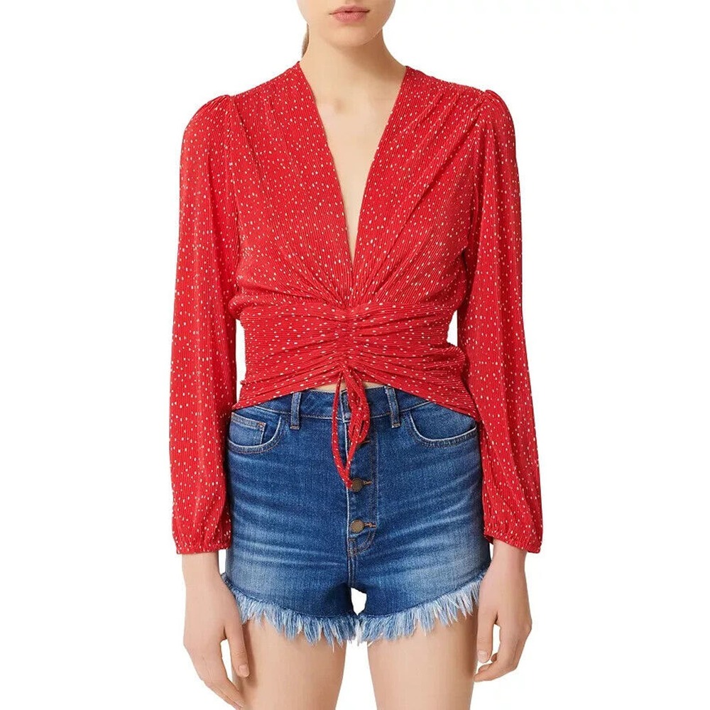 Maje Red Blouse with White Dots